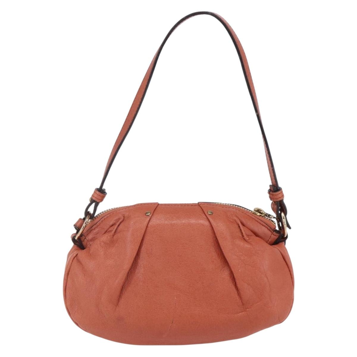 Chloe Hand Bag Leather 2way Orange Gold Auth BA7804