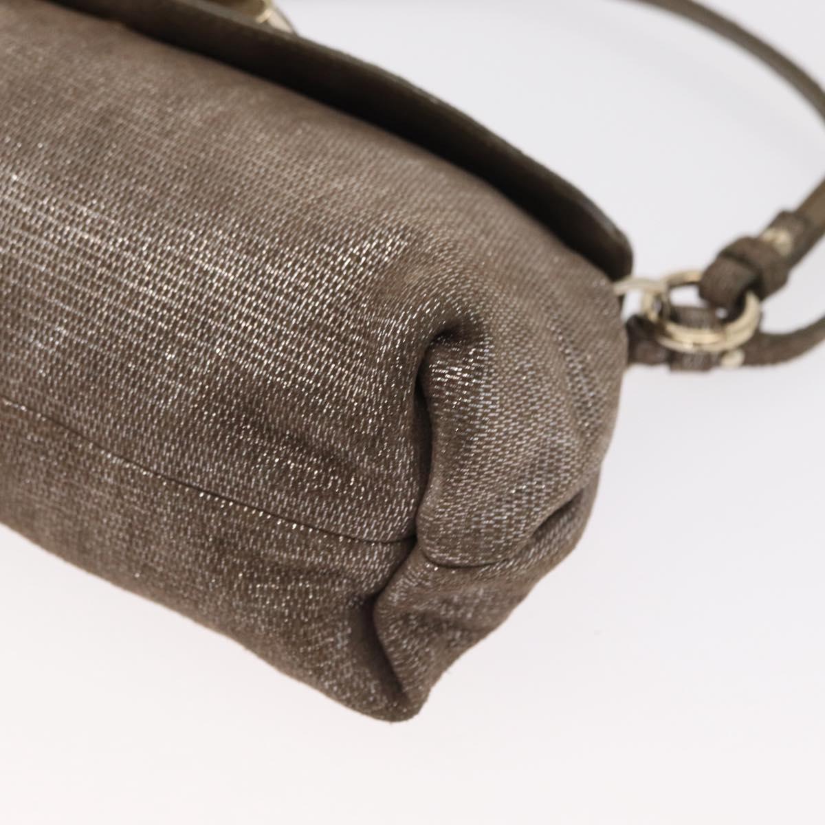 Chloe Lily Hand Bag Canvas 2way Silver Auth BA7806