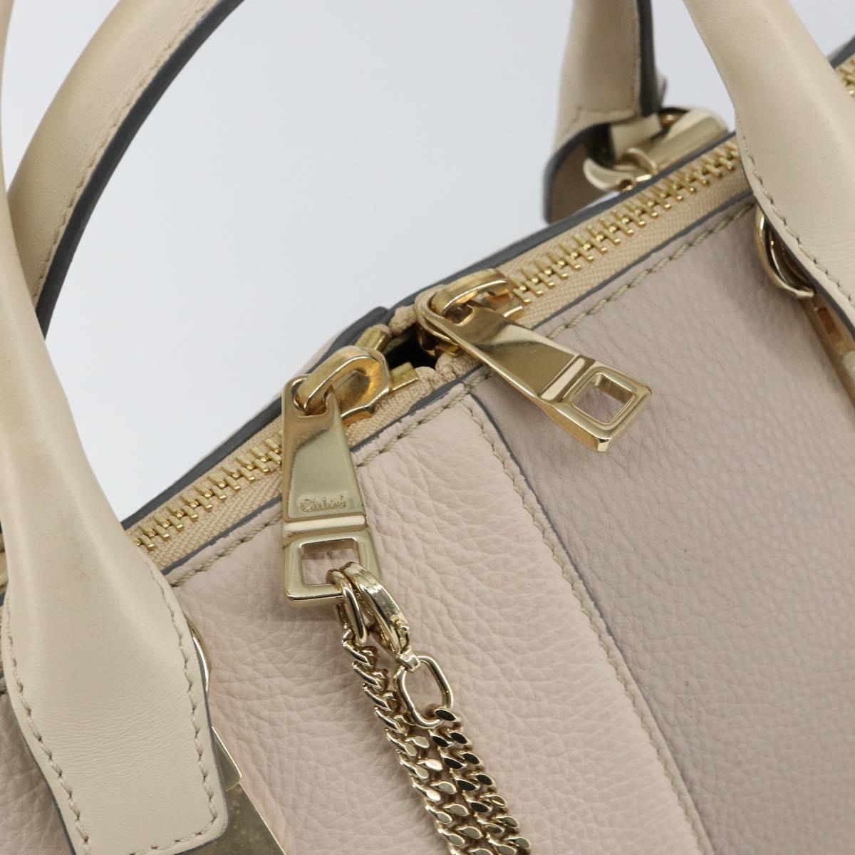 Chloe Bailey Hand Bag Leather 2way Gray Gold Auth BA7808