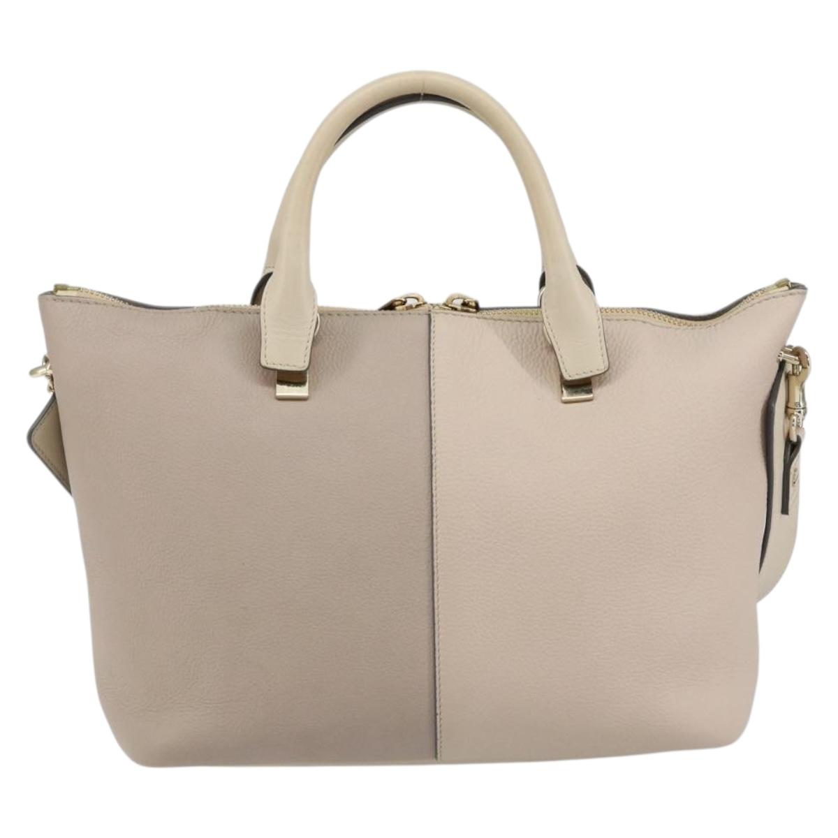 Chloe Bailey Hand Bag Leather 2way Gray Gold Auth BA7808