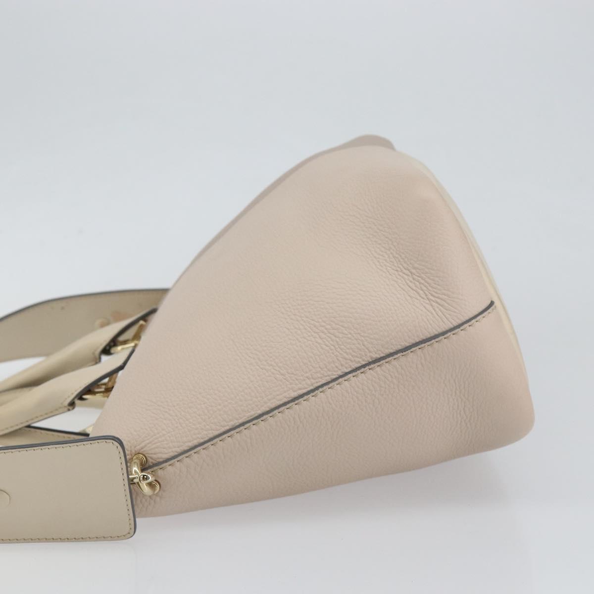 Chloe Bailey Hand Bag Leather 2way Gray Gold Auth BA7808