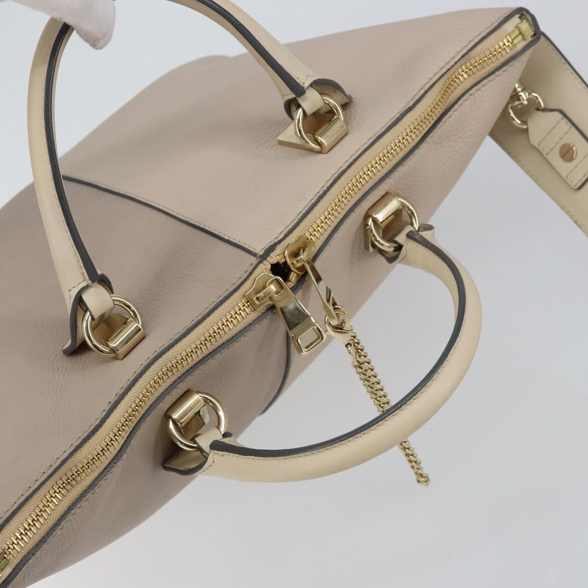 Chloe Bailey Hand Bag Leather 2way Gray Gold Auth BA7808