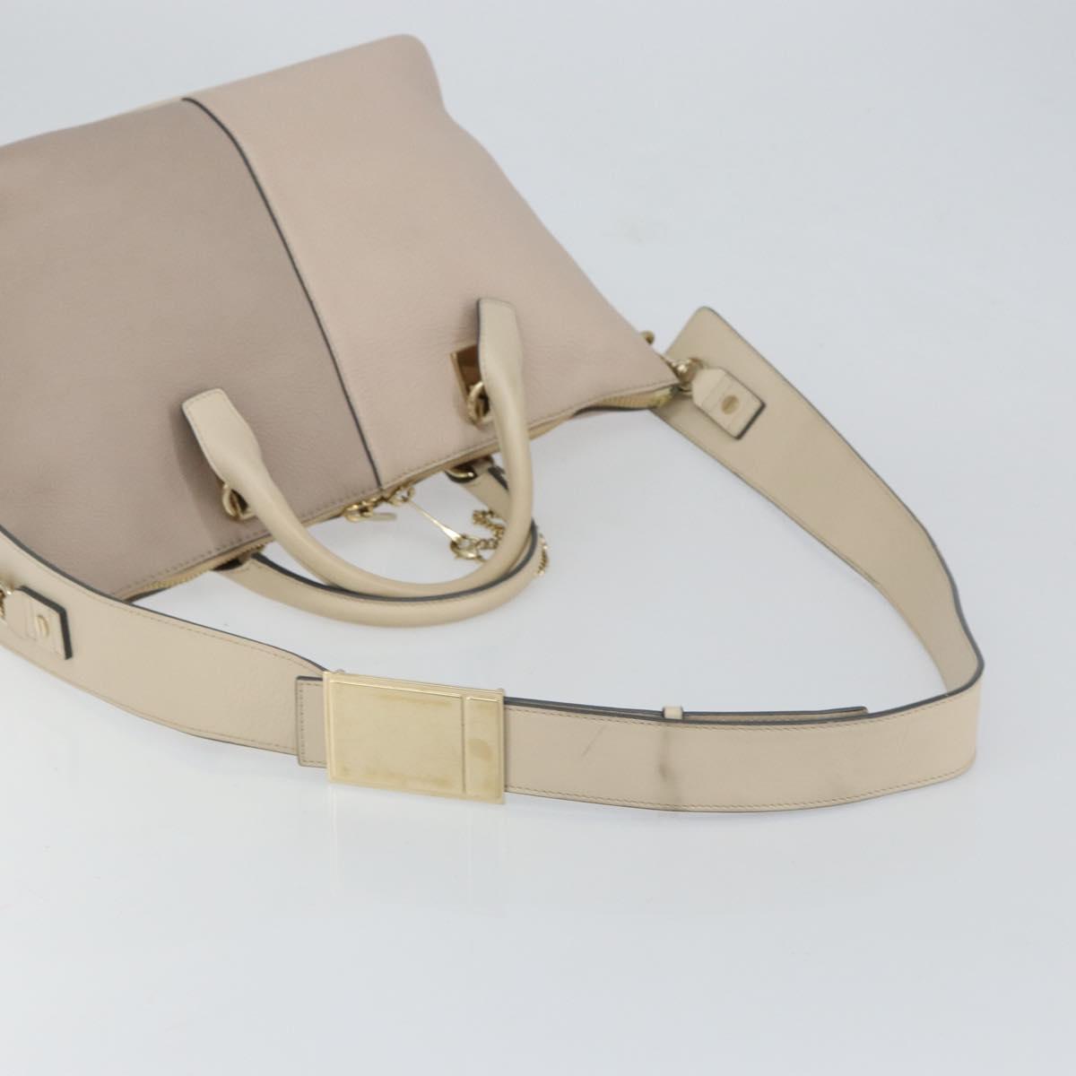 Chloe Bailey Hand Bag Leather 2way Gray Gold Auth BA7808
