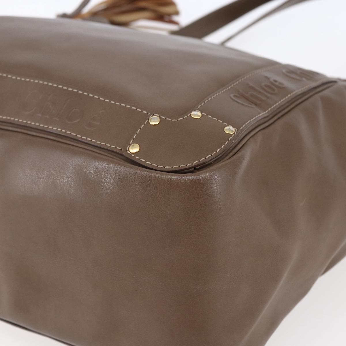 Chloe Eden Tote Bag Leather Brown Gold Auth BA7811