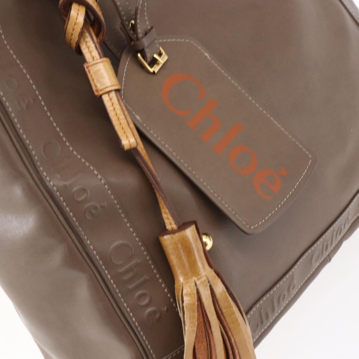 Chloe Eden Tote Bag Leather Brown Gold Auth BA7811