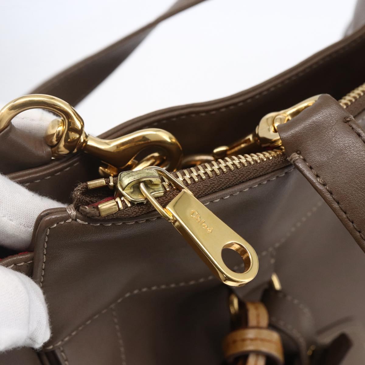 Chloe Eden Tote Bag Leather Brown Gold Auth BA7811