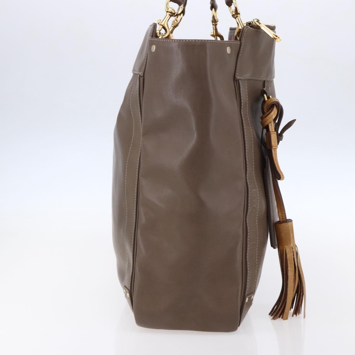Chloe Eden Tote Bag Leather Brown Gold Auth BA7811