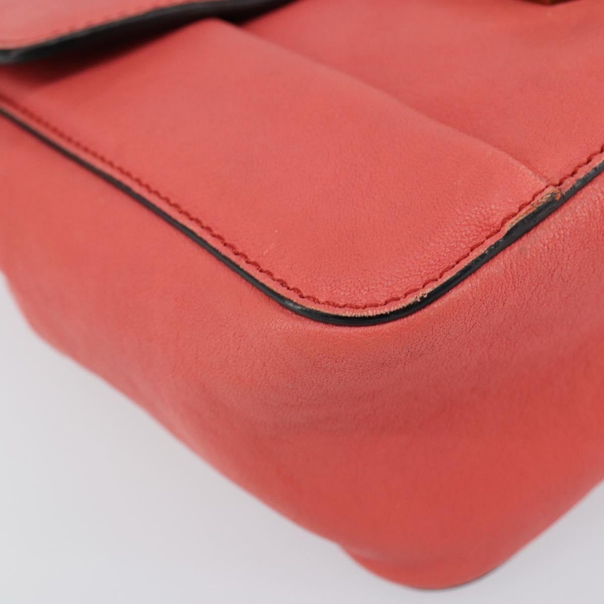 Chloe Chain Elsie Shoulder Bag Leather Pink Gold Auth BA7812