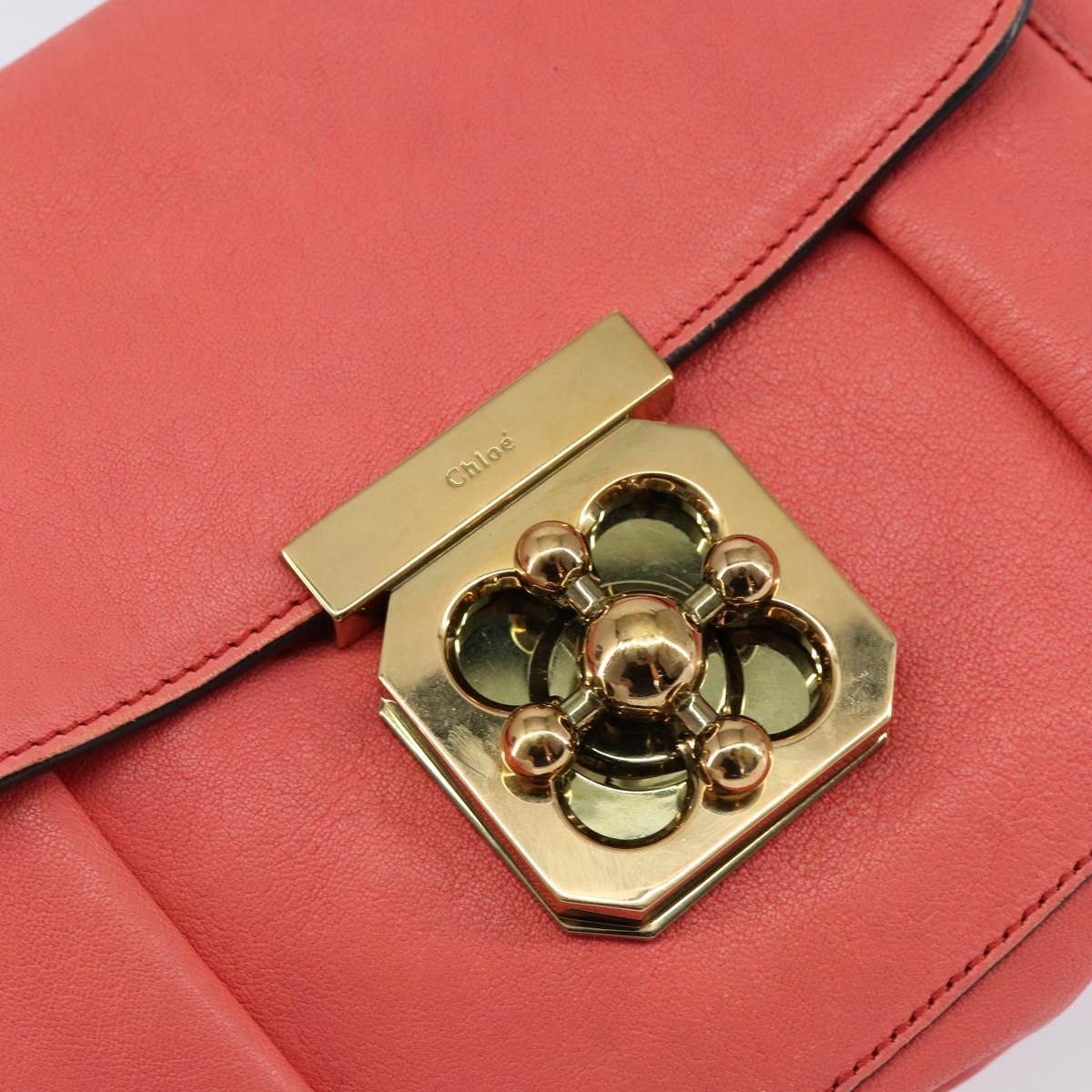 Chloe Chain Elsie Shoulder Bag Leather Pink Gold Auth BA7812