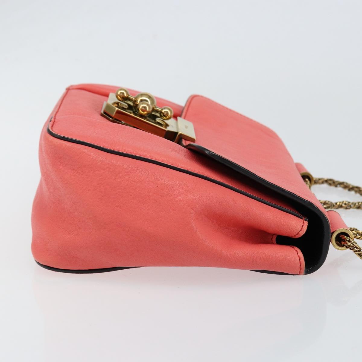 Chloe Chain Elsie Shoulder Bag Leather Pink Gold Auth BA7812