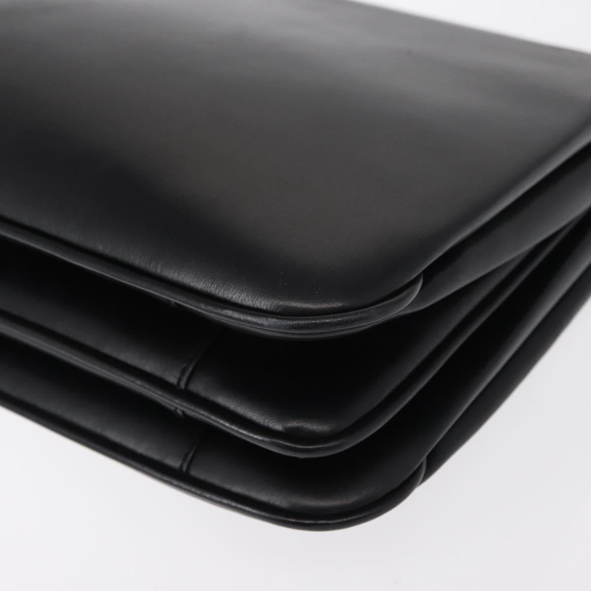 BALLY Shoulder Bag Leather Black Gold Auth BA7813