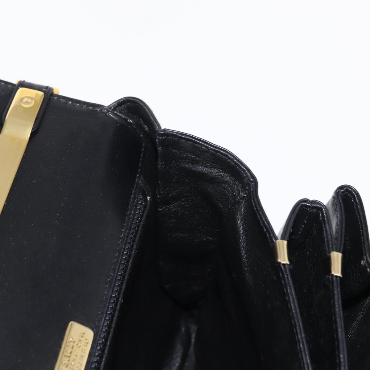 BALLY Shoulder Bag Leather Black Gold Auth BA7813