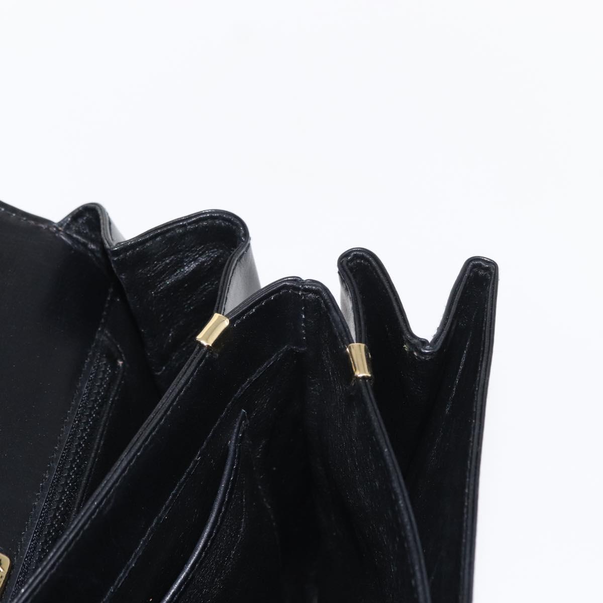 BALLY Shoulder Bag Leather Black Gold Auth BA7813