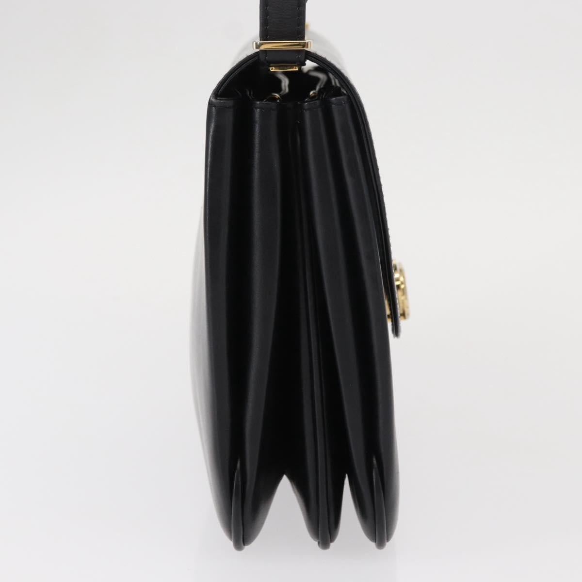 BALLY Shoulder Bag Leather Black Gold Auth BA7813