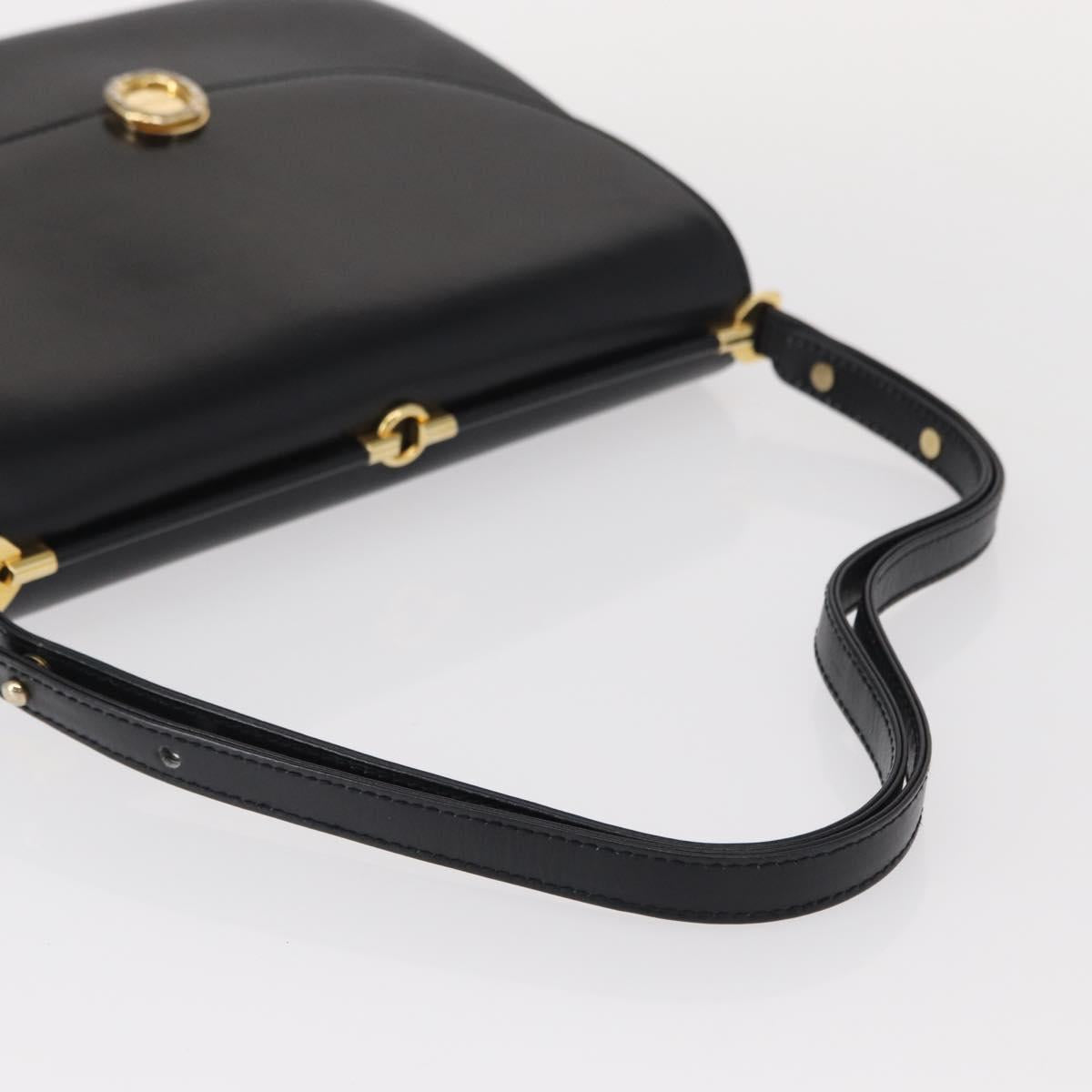 BALLY Shoulder Bag Leather Black Gold Auth BA7813