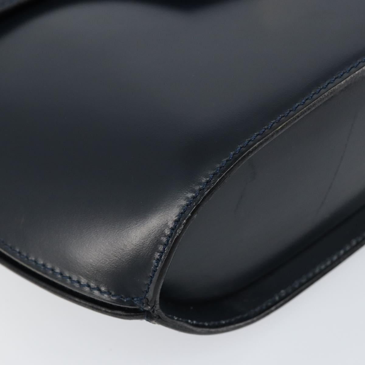 BALLY Shoulder Bag Leather Navy Gold Auth BA7814