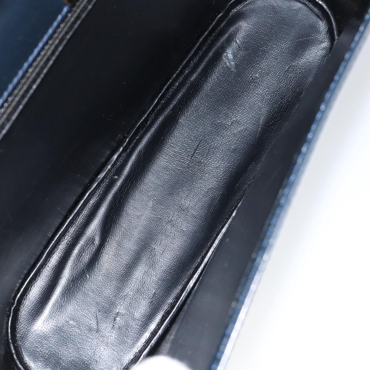 BALLY Shoulder Bag Leather Navy Gold Auth BA7814