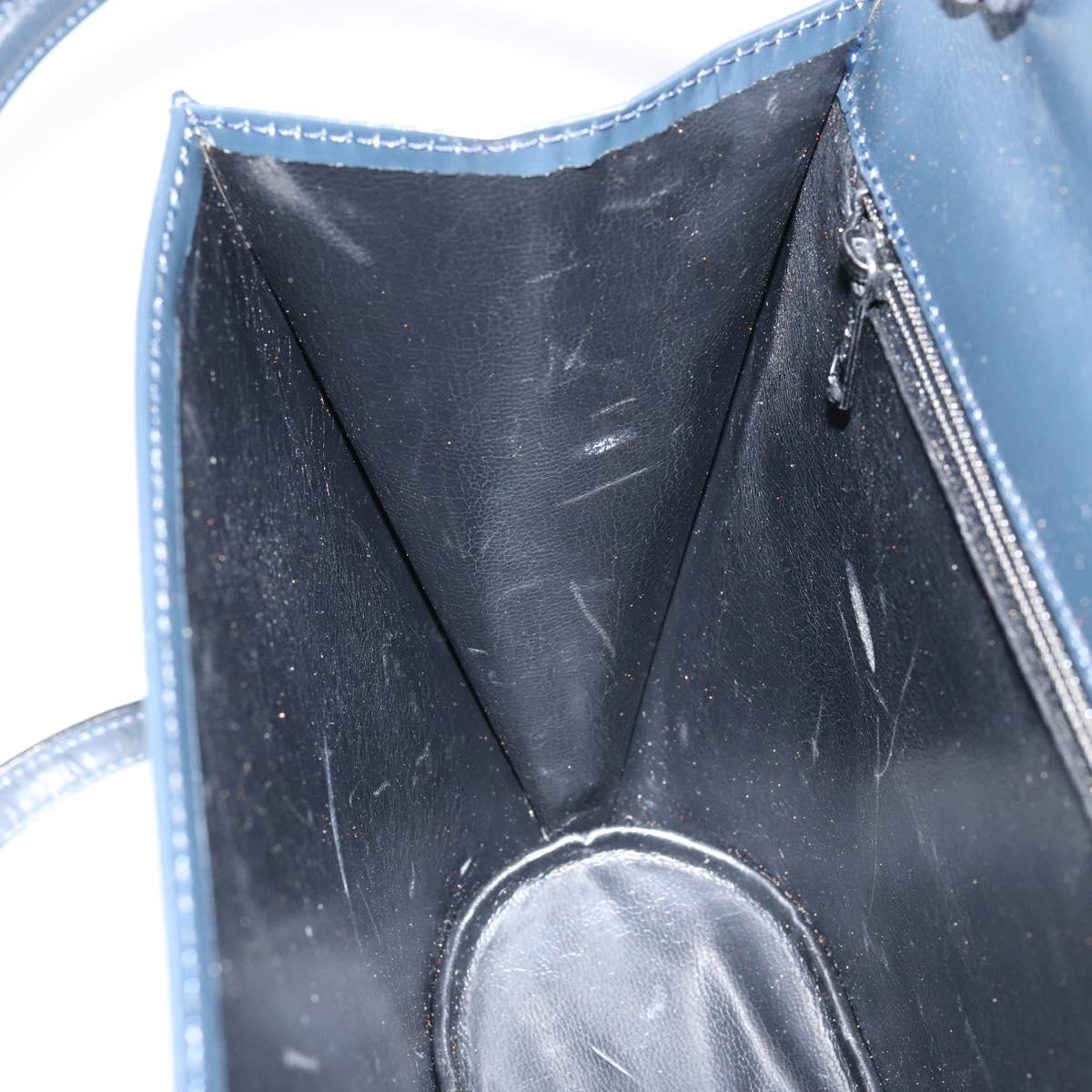 BALLY Shoulder Bag Leather Navy Gold Auth BA7814