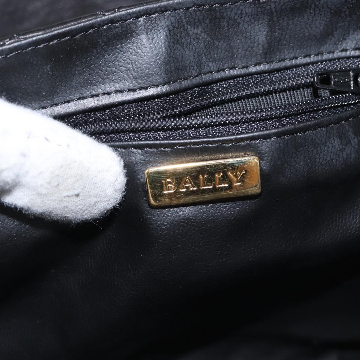BALLY Chain Shoulder Bag Leather Black Gold Auth BA7815