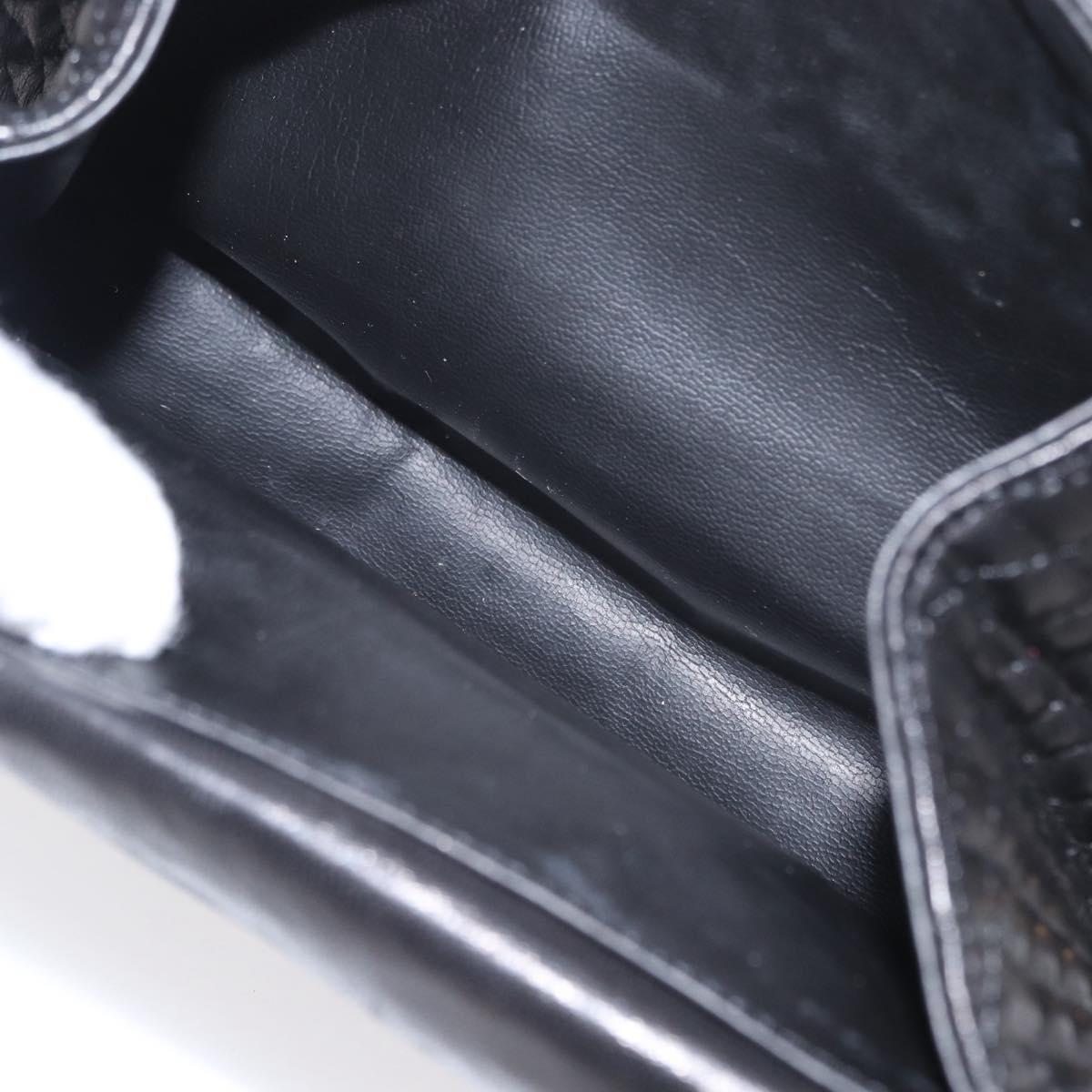 BALLY Chain Shoulder Bag Leather Black Gold Auth BA7815