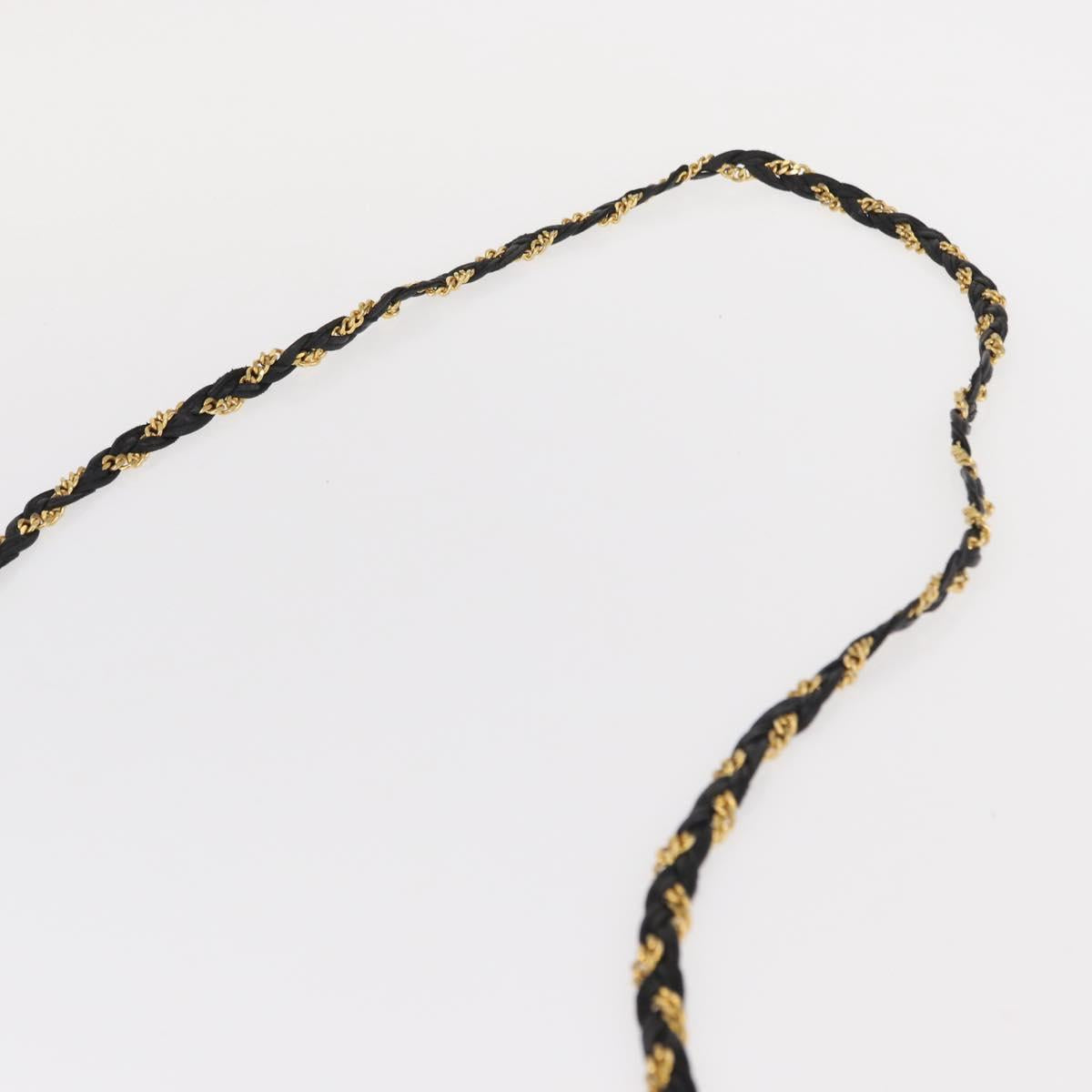 BALLY Chain Shoulder Bag Leather Black Gold Auth BA7815