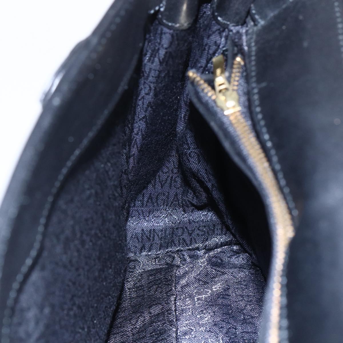 Gianni Versace Shoulder Bag Leather Black Gold Auth BA7818