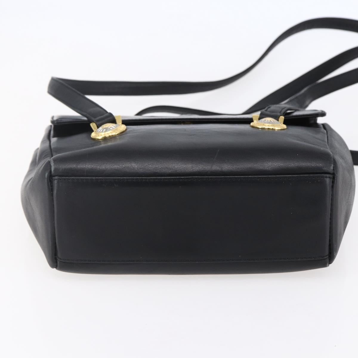 Gianni Versace Shoulder Bag Leather Black Gold Auth BA7818