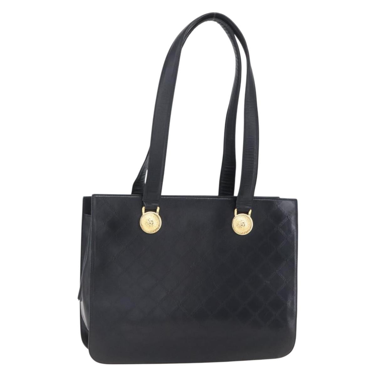 Gianni Versace Shoulder Bag Leather Black Gold Auth BA7819