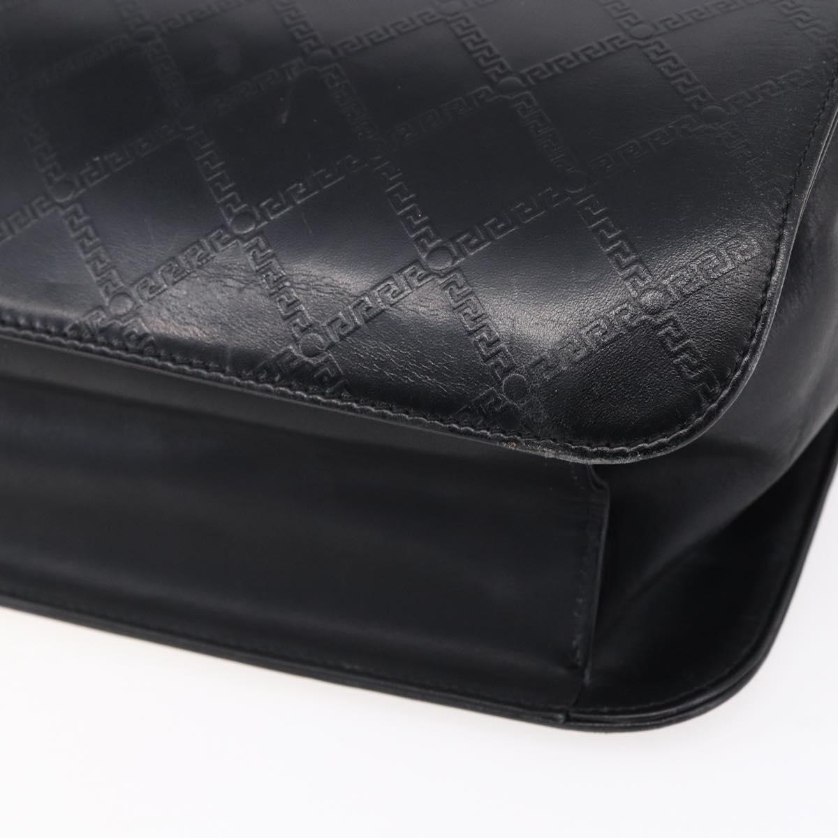 Gianni Versace Shoulder Bag Leather Black Gold Auth BA7819