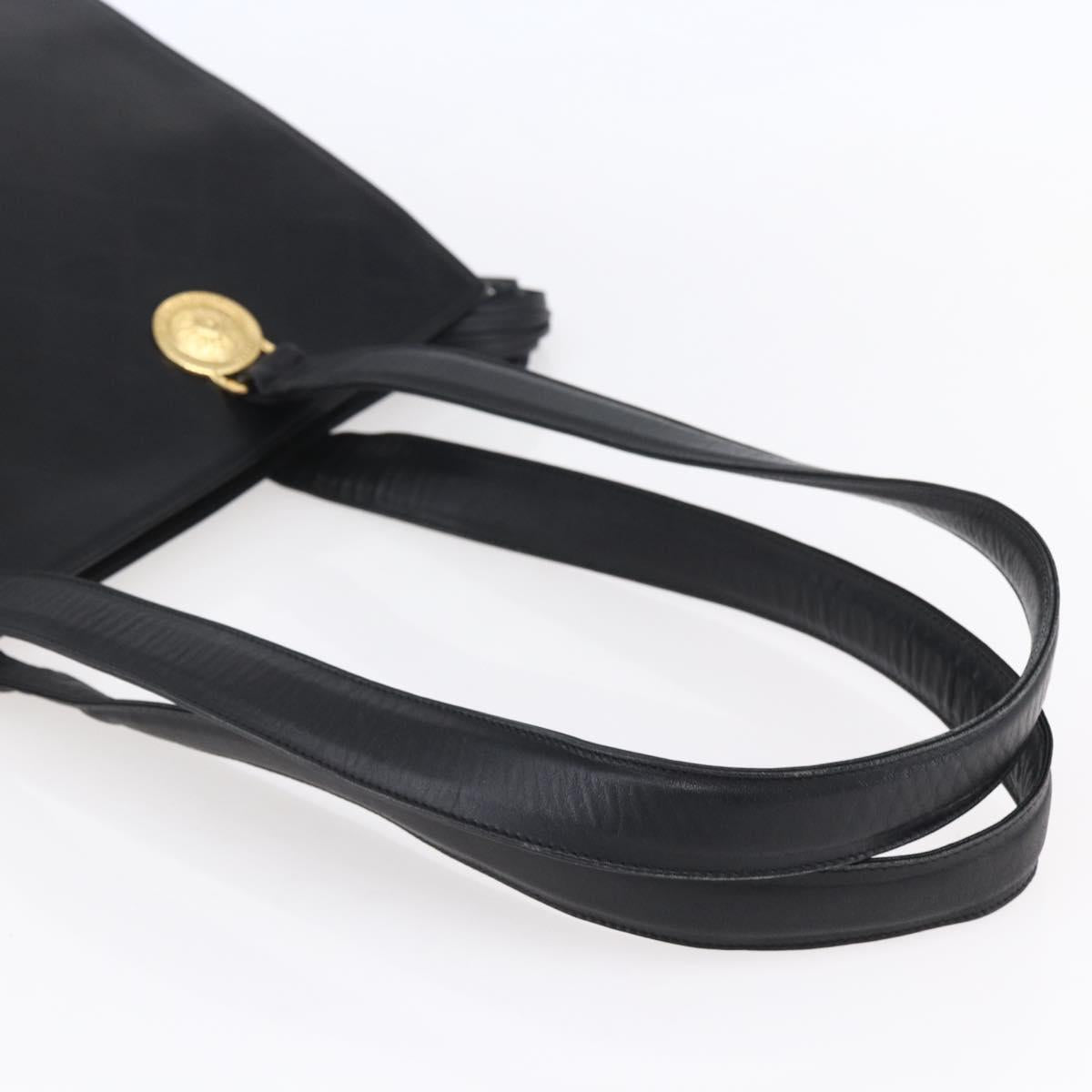 Gianni Versace Shoulder Bag Leather Black Gold Auth BA7819