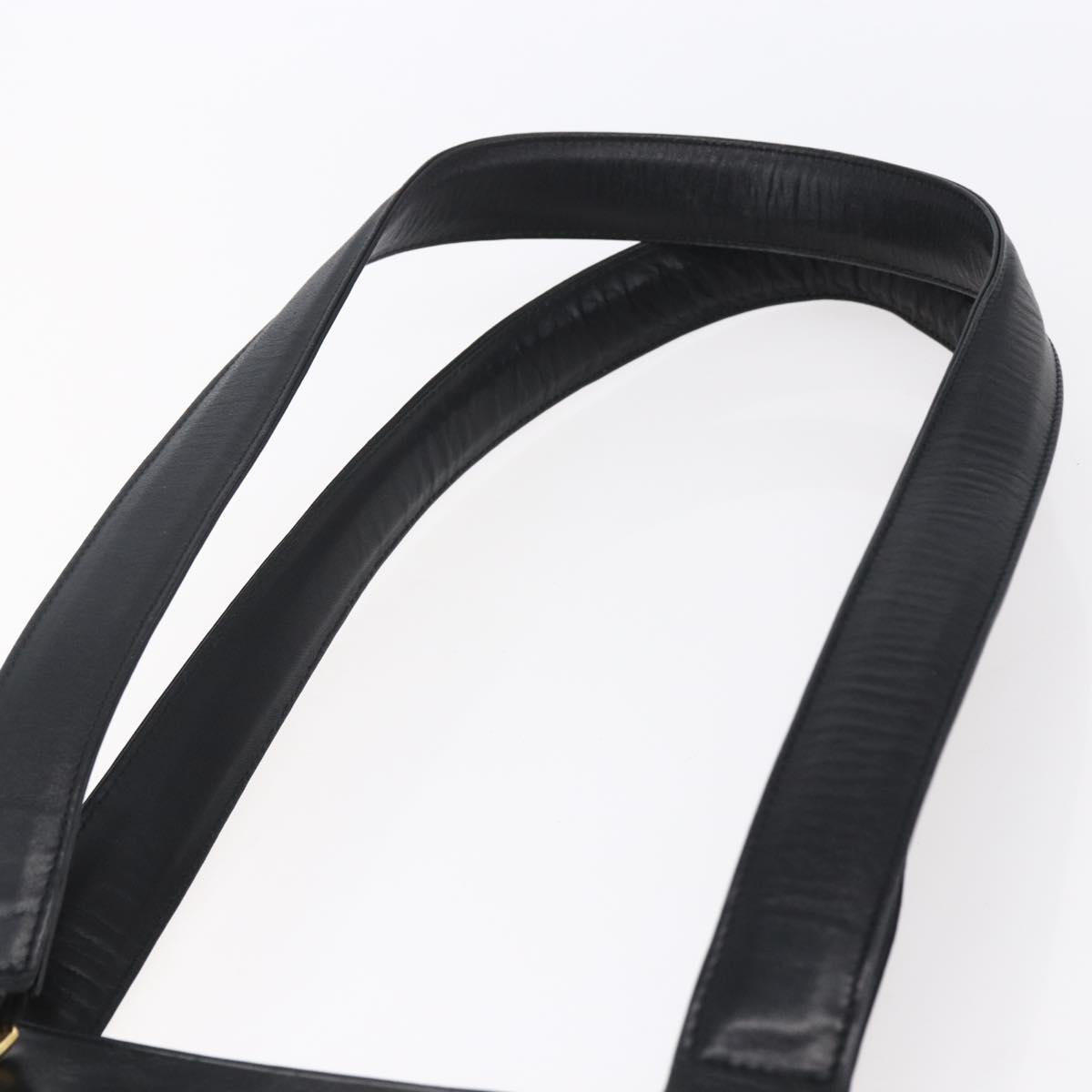 Gianni Versace Shoulder Bag Leather Black Gold Auth BA7819