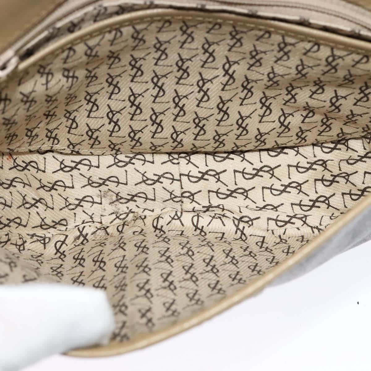 SAINT LAURENT Shoulder Bag PVC embossed Gray Auth BA782