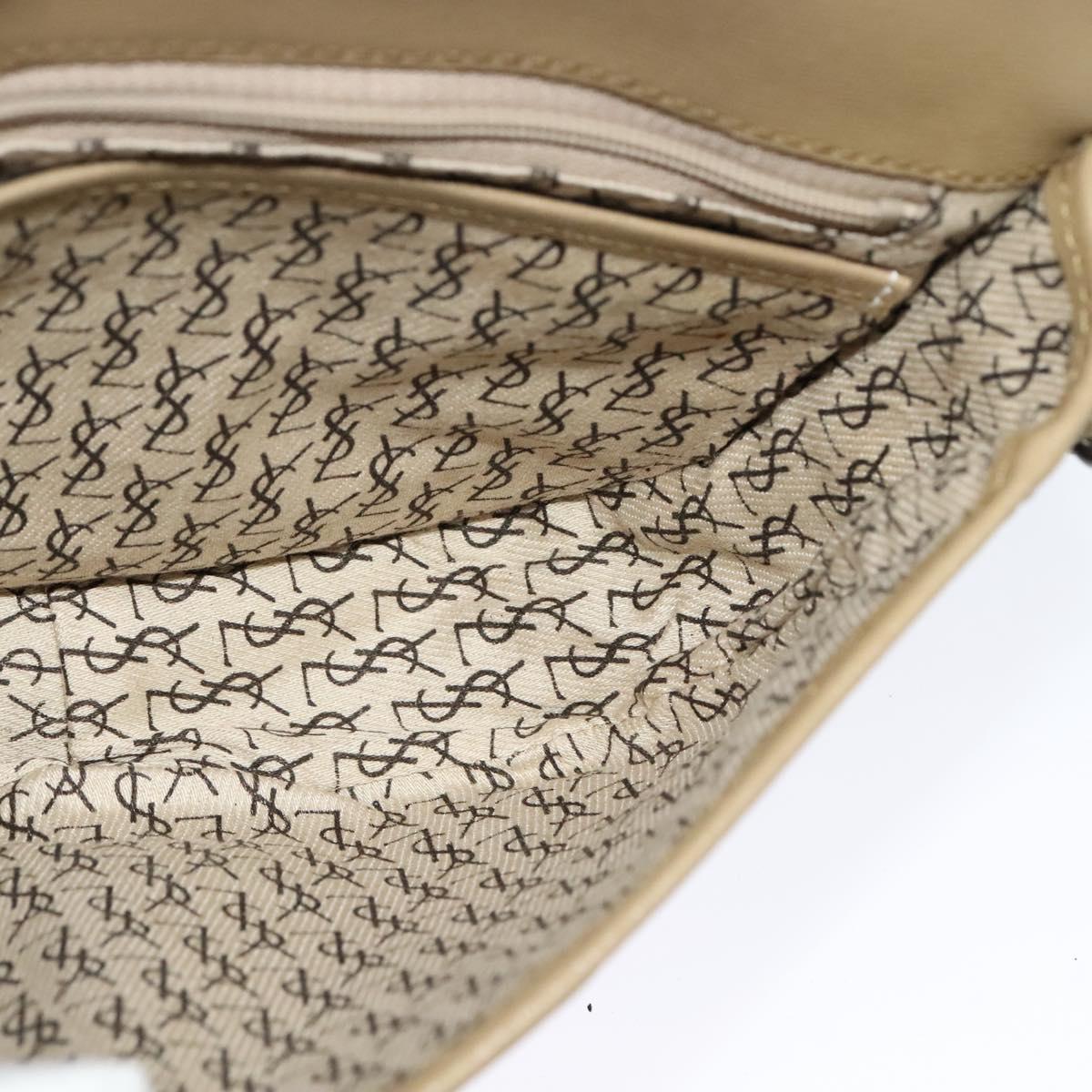 SAINT LAURENT Shoulder Bag PVC embossed Gray Auth BA782