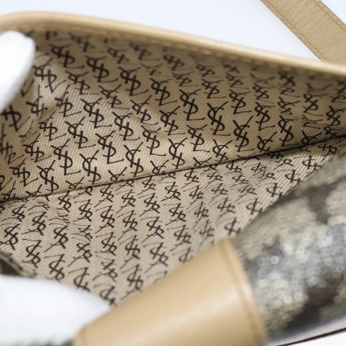 SAINT LAURENT Shoulder Bag PVC embossed Gray Auth BA782