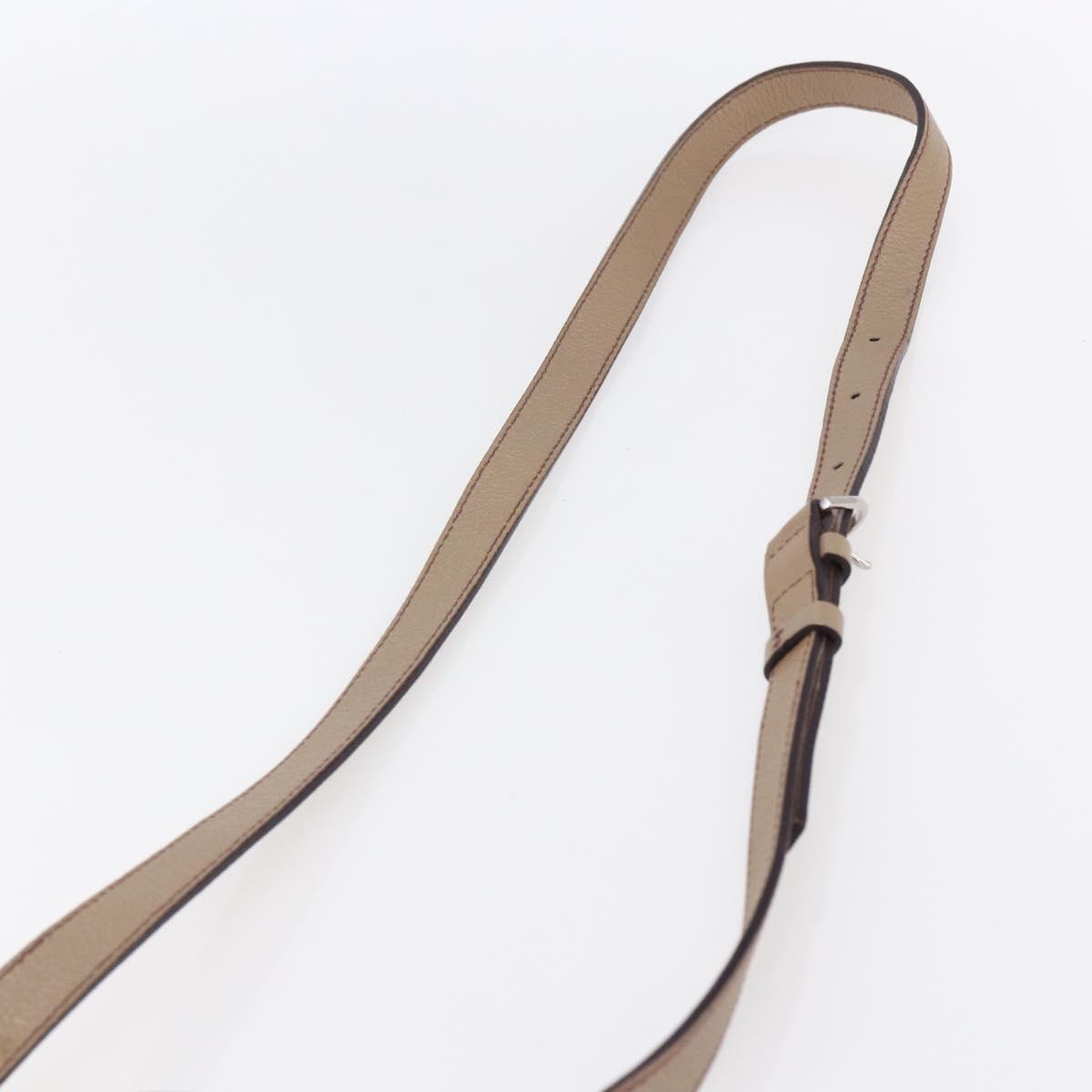 CARTIER Mini C De Cartier Hand Bag Leather 2way Beige Silver Auth BA7820