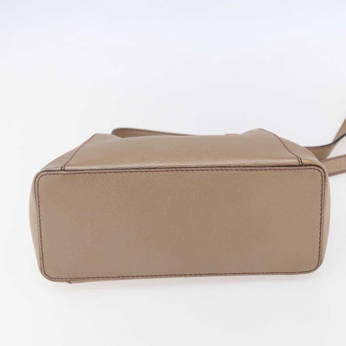 CARTIER Mini C De Cartier Hand Bag Leather 2way Beige Silver Auth BA7820