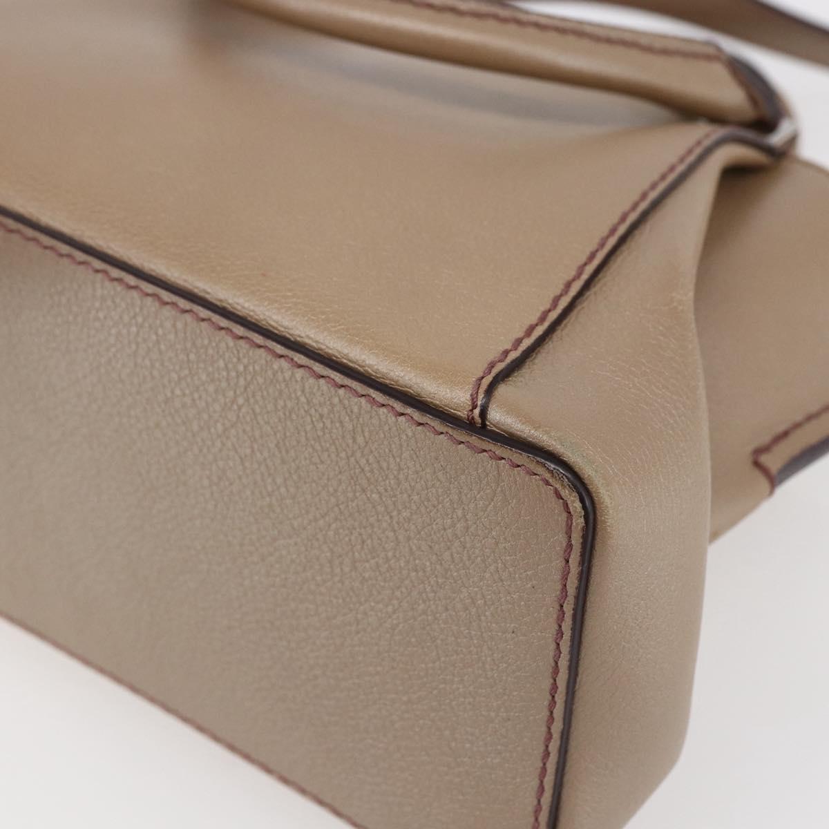 CARTIER Mini C De Cartier Hand Bag Leather 2way Beige Silver Auth BA7820