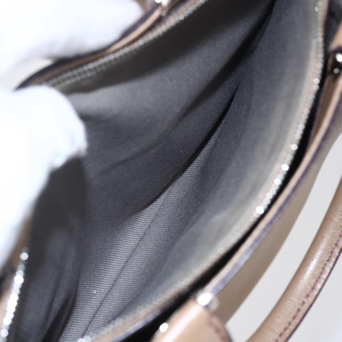 CARTIER Mini C De Cartier Hand Bag Leather 2way Beige Silver Auth BA7820