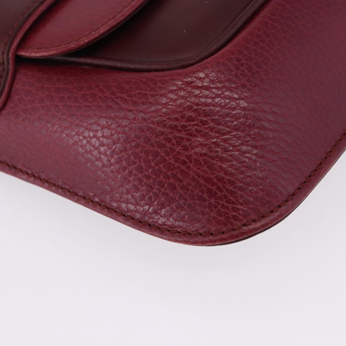 CARTIER Must Line Clutch Bag Leather Bordeaux Gold Auth BA7821