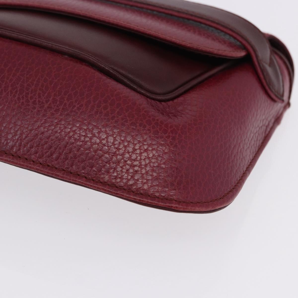 CARTIER Must Line Clutch Bag Leather Bordeaux Gold Auth BA7821