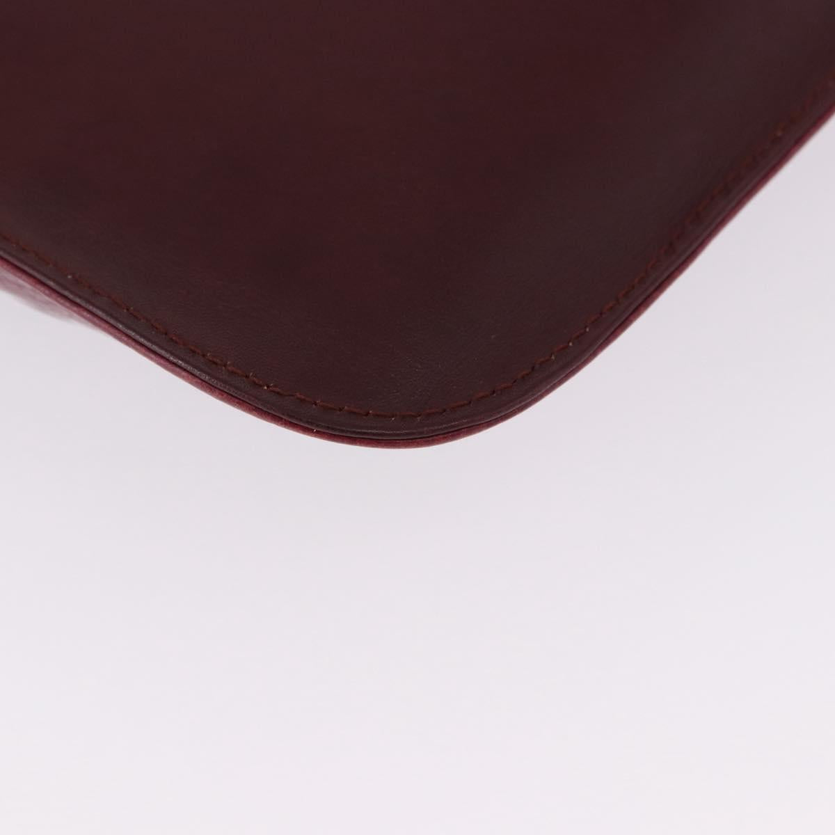 CARTIER Must Line Clutch Bag Leather Bordeaux Gold Auth BA7821