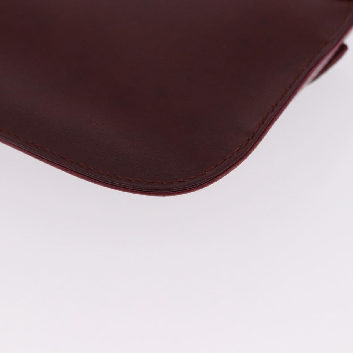 CARTIER Must Line Clutch Bag Leather Bordeaux Gold Auth BA7821
