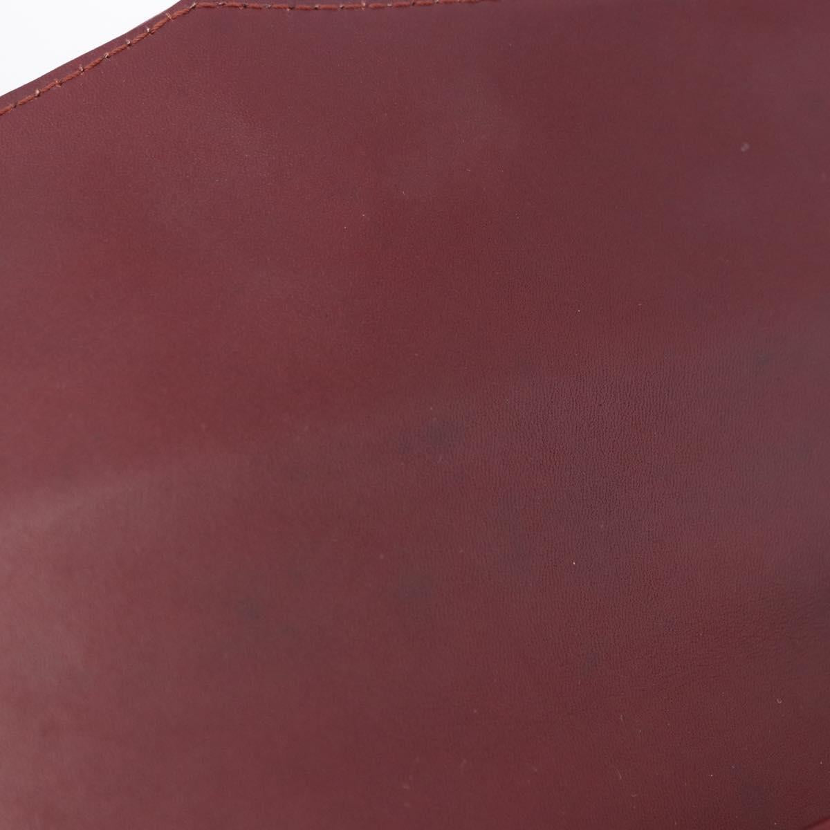 CARTIER Must Line Clutch Bag Leather Bordeaux Gold Auth BA7821