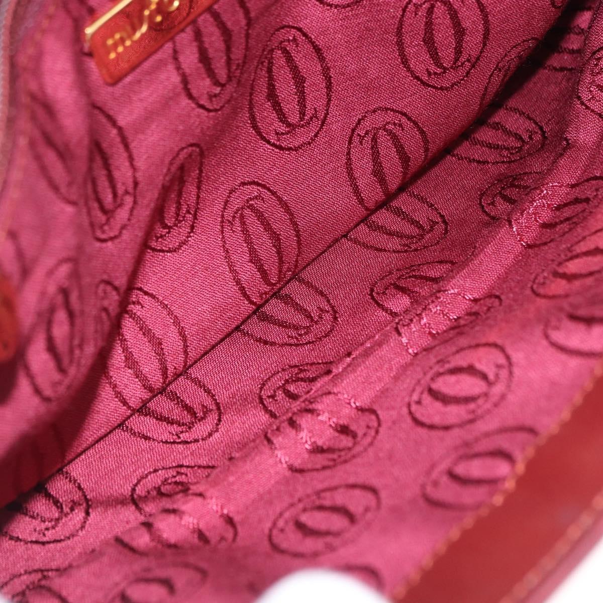 CARTIER Must Line Clutch Bag Leather Bordeaux Gold Auth BA7821
