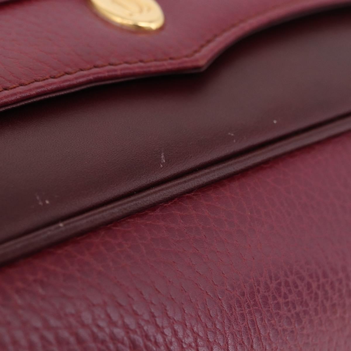 CARTIER Must Line Clutch Bag Leather Bordeaux Gold Auth BA7821