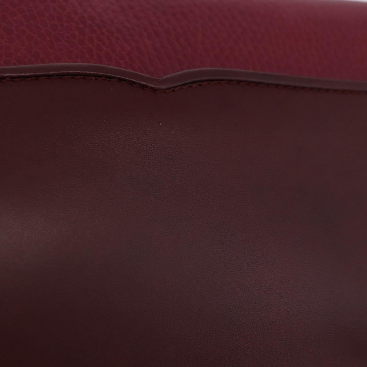 CARTIER Must Line Clutch Bag Leather Bordeaux Gold Auth BA7821