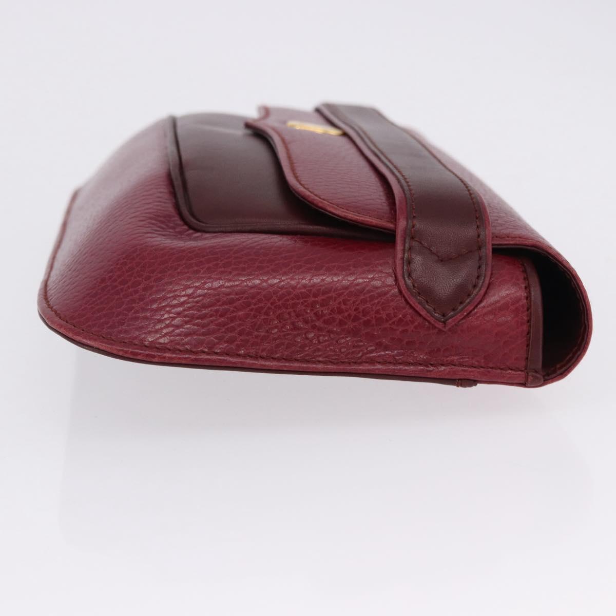 CARTIER Must Line Clutch Bag Leather Bordeaux Gold Auth BA7821