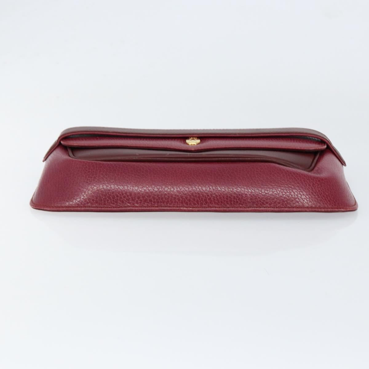 CARTIER Must Line Clutch Bag Leather Bordeaux Gold Auth BA7821