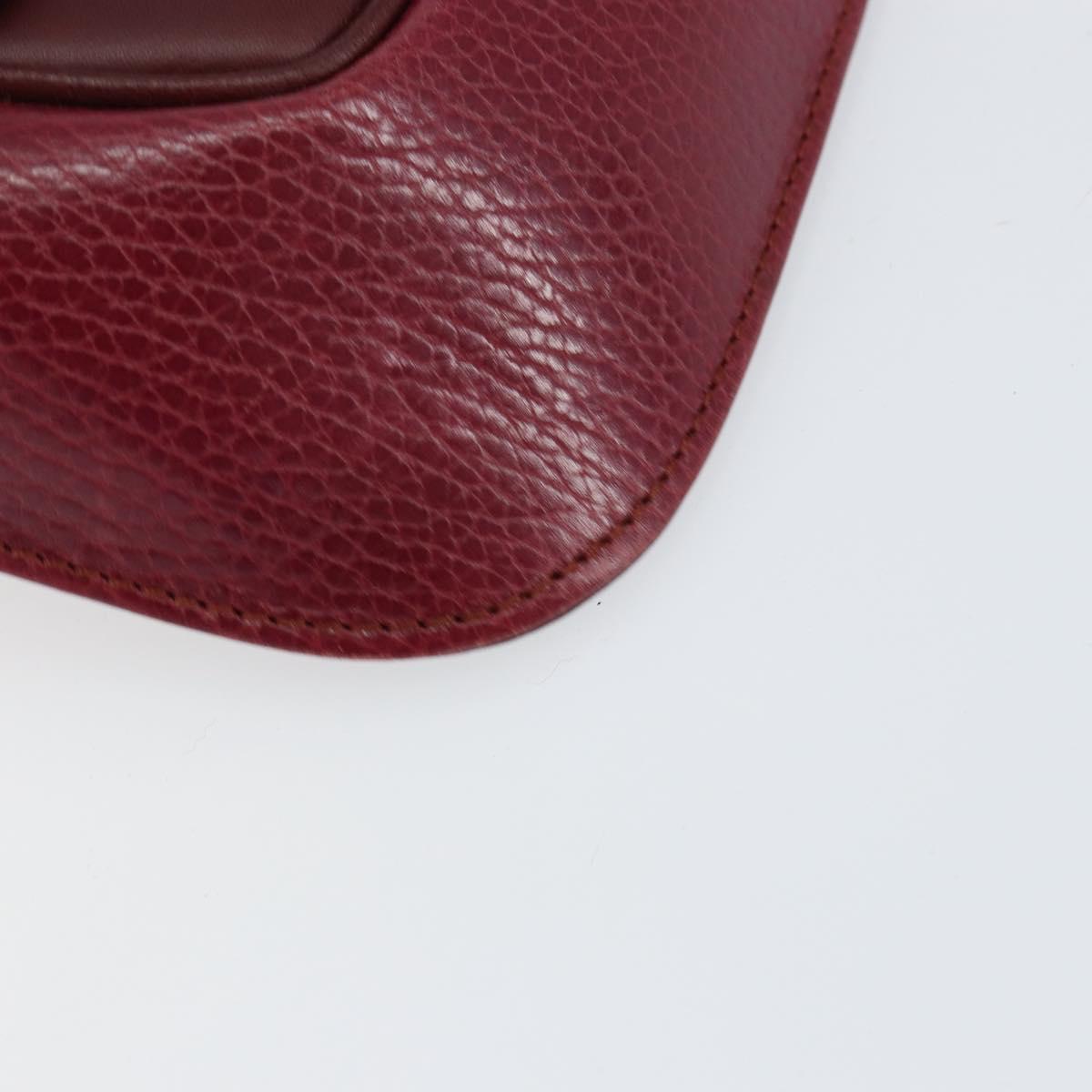 CARTIER Must Line Clutch Bag Leather Bordeaux Gold Auth BA7821