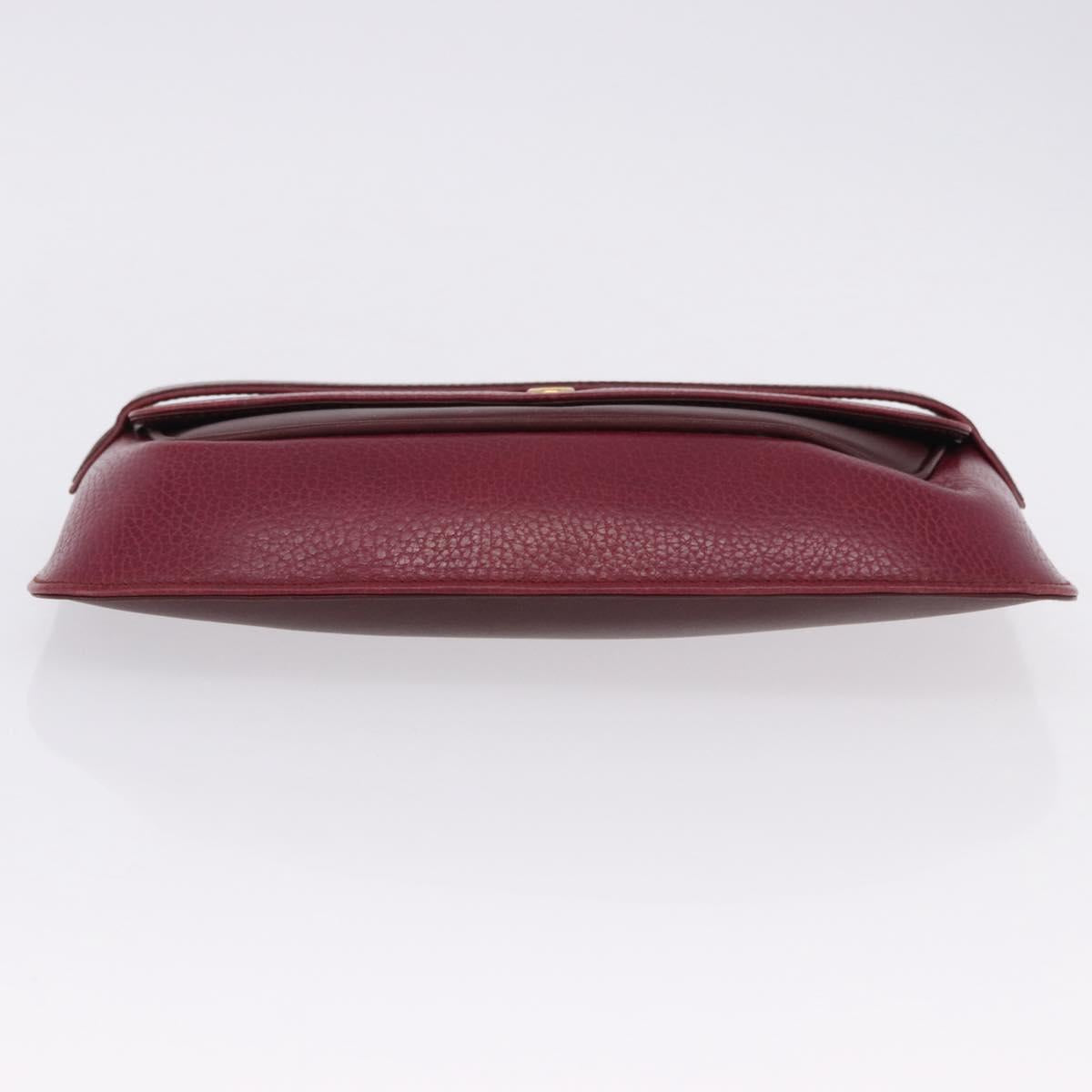 CARTIER Must Line Clutch Bag Leather Bordeaux Gold Auth BA7821